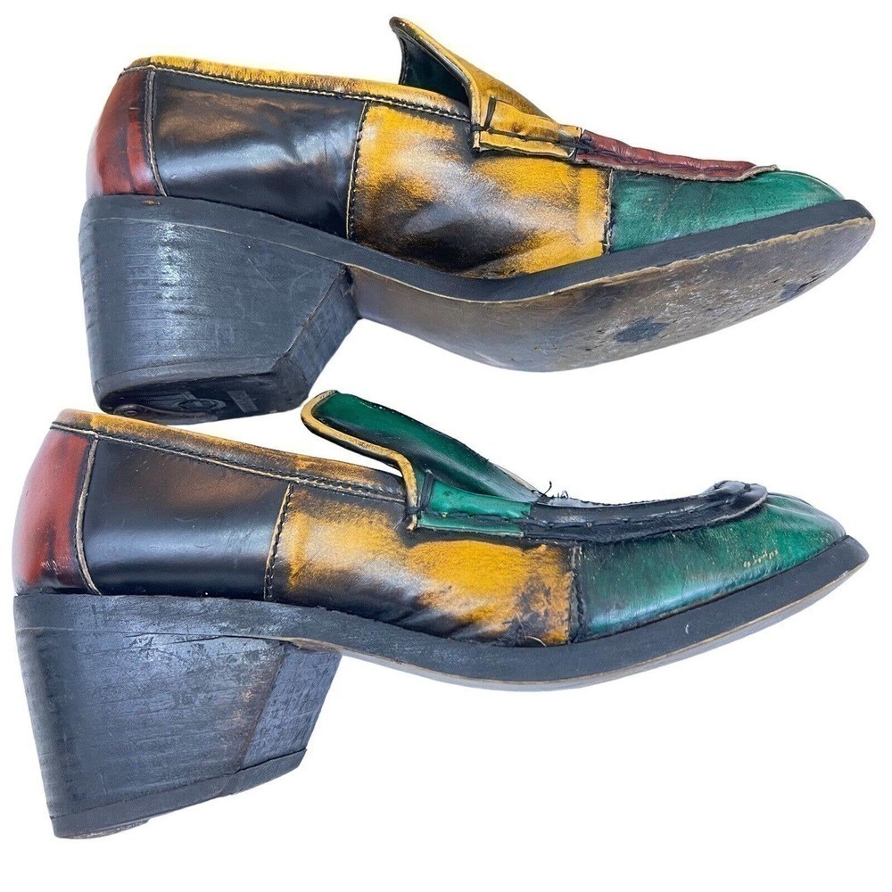 Di Orsini Vintage Italian Leather Color Block Loafers Size 8.5 - Picture 4 of 15